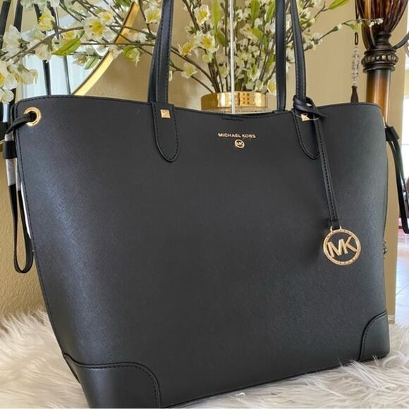 Michael Kors Black Tote Bag with Gold Accents - Picture 16 of 16